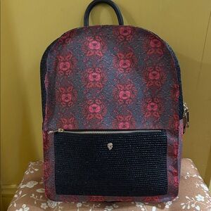 Floral Red and Black Backpack Helen Kaminski